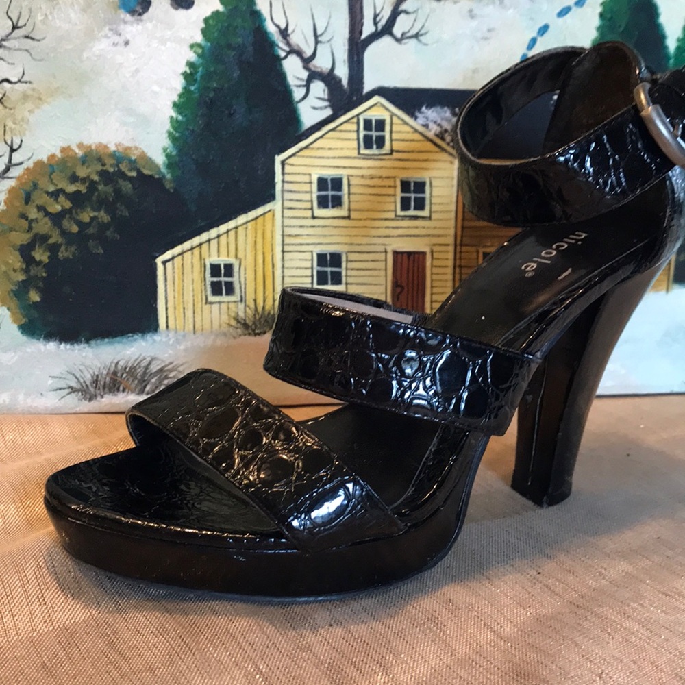 Croc Embossed Nicole Heels